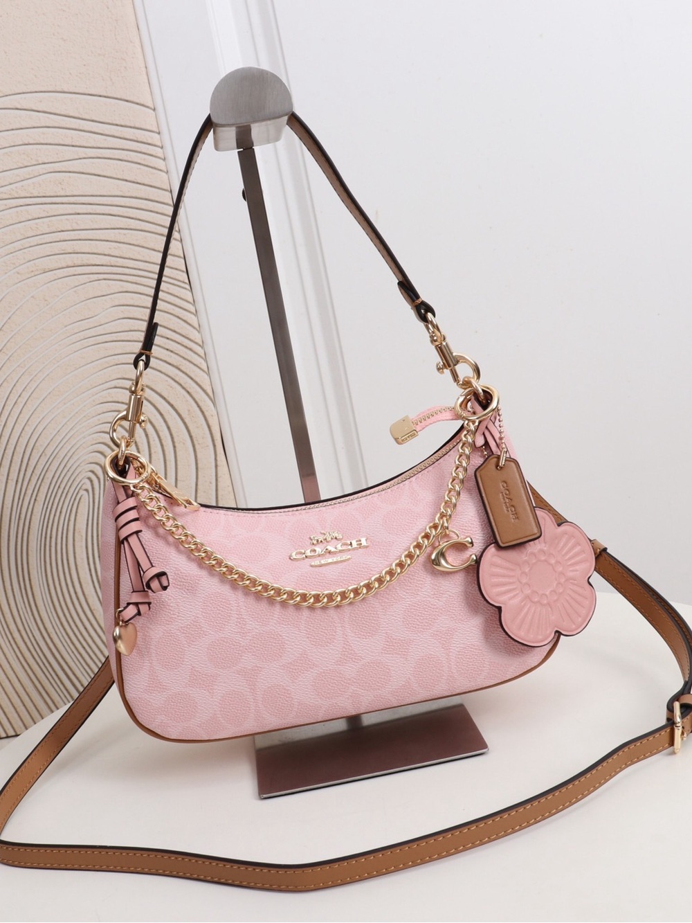 Coach Pink Signature Chain Shoulder Bag